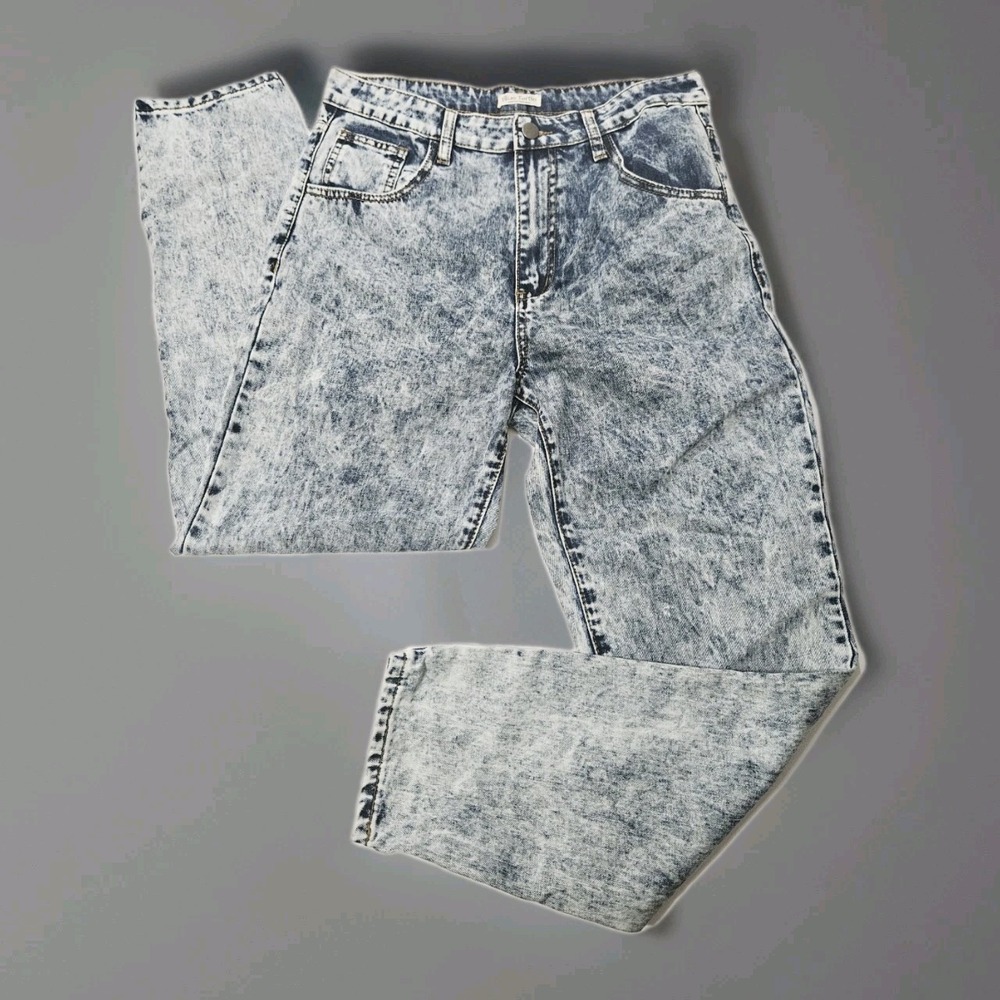 Blue Turtle Acid Light Blue Wash‎ Stretch Mom Jeans 100% Cotton Size 11
